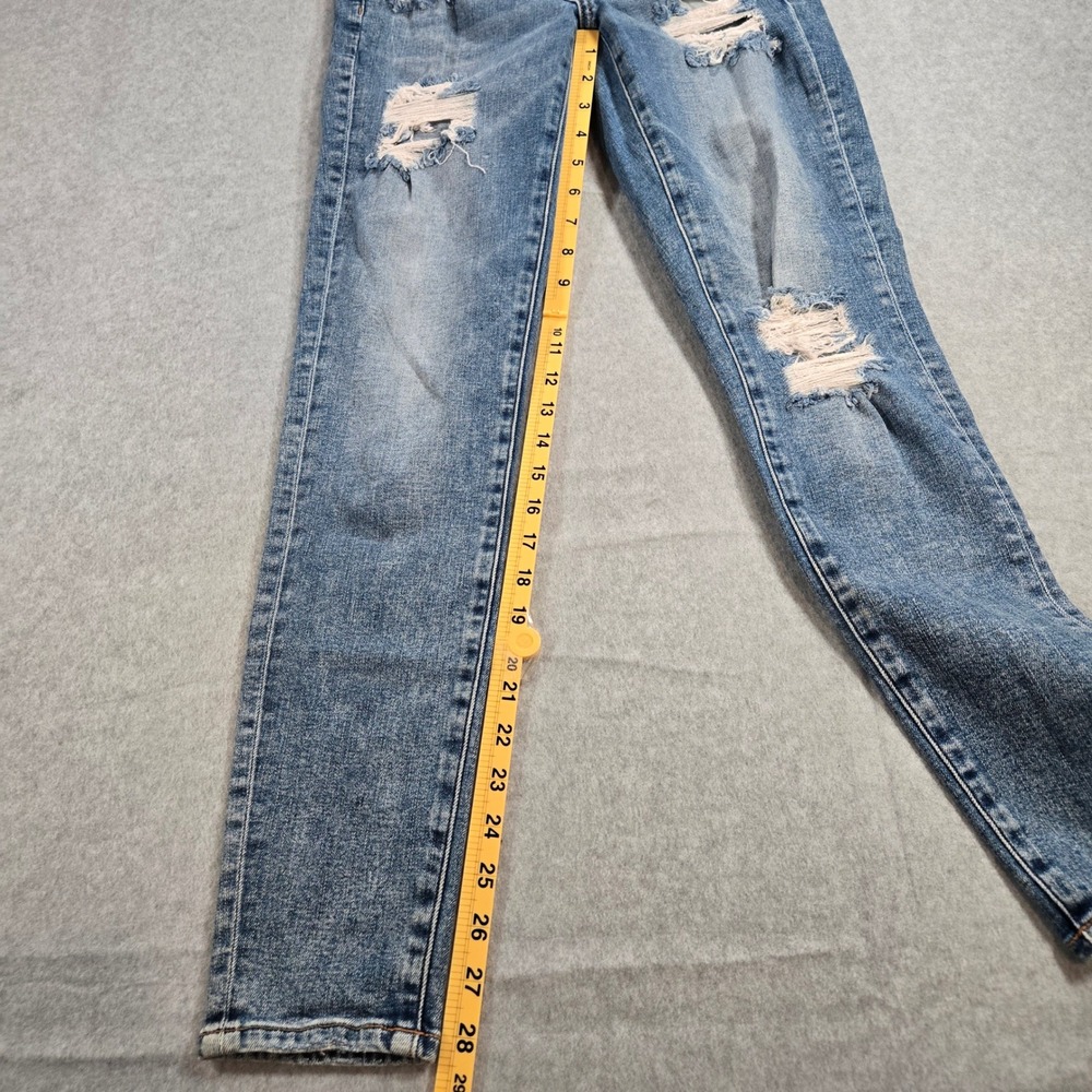 American Eagle Super Stretch Distressed Skinny Jeans Blue Size 8 Regular - Picture 6 of 9